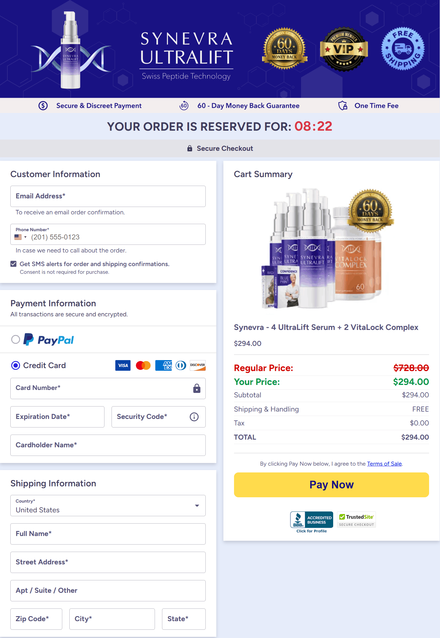 Synevra UltraLift Order Pages